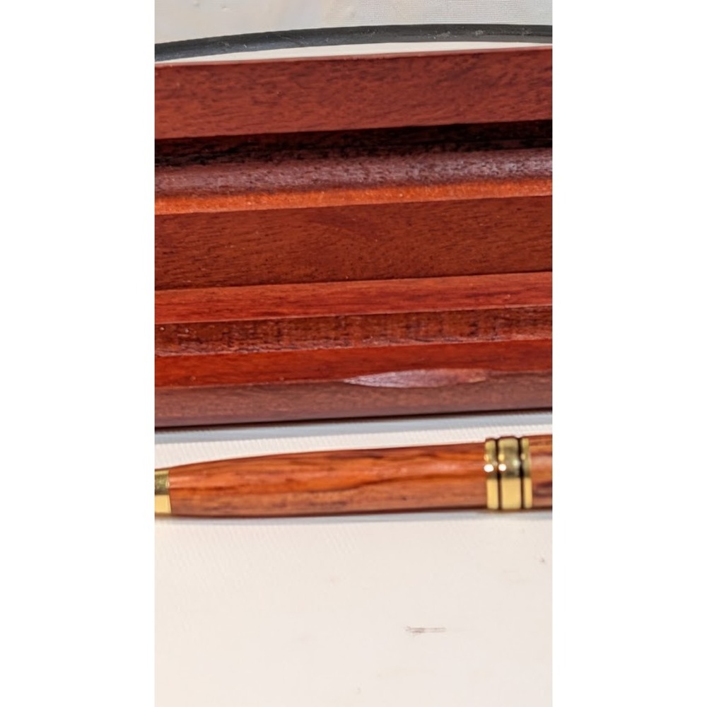 Unbranded Wooden Ballpoint Pen Unisex OS Brown Good Handcrafted Gold Trim Case - Picture 3 of 9